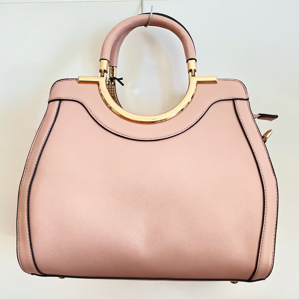 Blush pink structured handbag